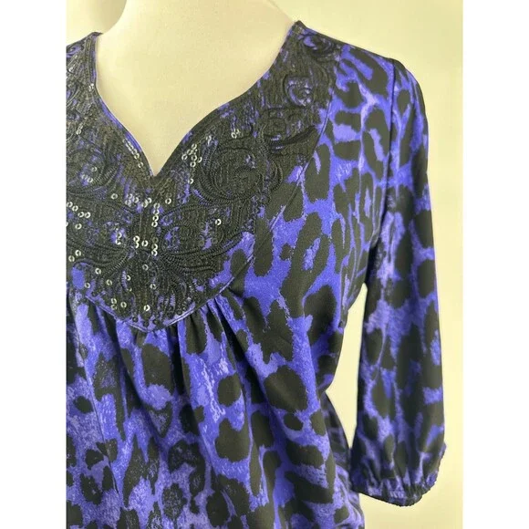 ✨2/$20 *Flawed Lane Bryant Sequin Leopard Print Cold Shoulder Plus Size 14/16 1X - Picture 4 of 16